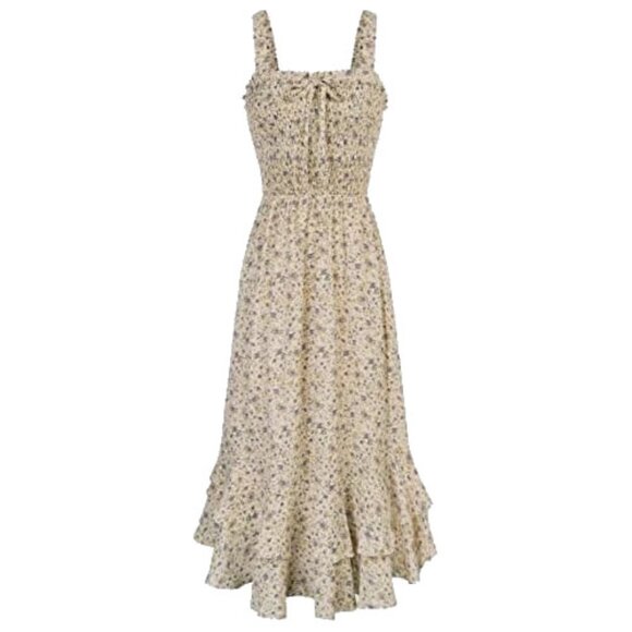 NWT Grace Karin Womens Size XL Square Neck Strapped Swing Floral Boho Midi Dress - Picture 1 of 7